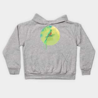 Resplendent Quetzal - digital bird illustration Kids Hoodie